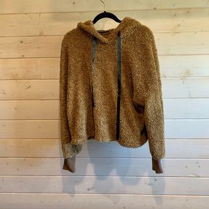 SHEIN | Caramel Coloured Cropped Sherpa Hoodie